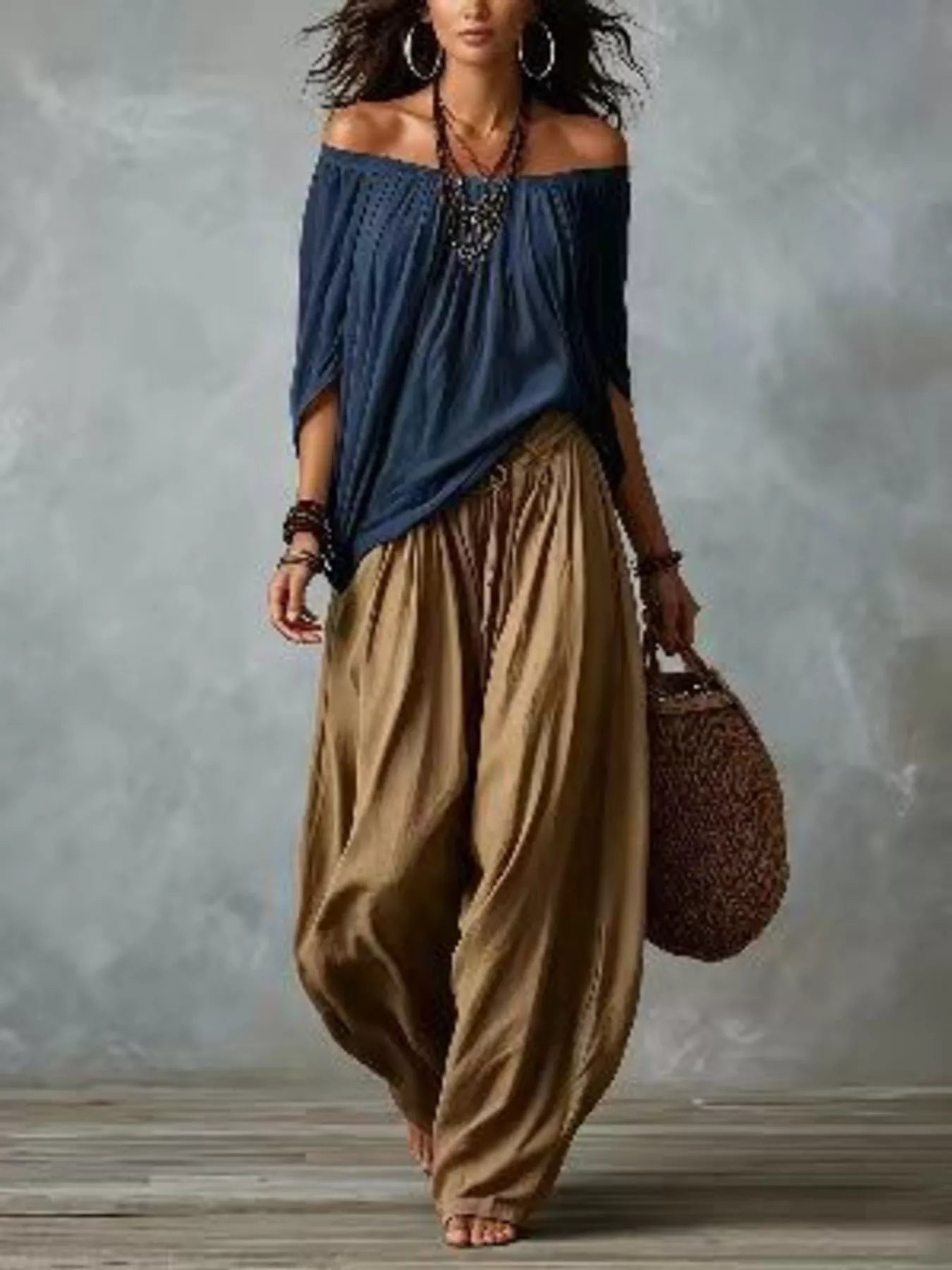Off-Shoulder Wide-Leg Two-Piece Set — AREVONNE product view 7