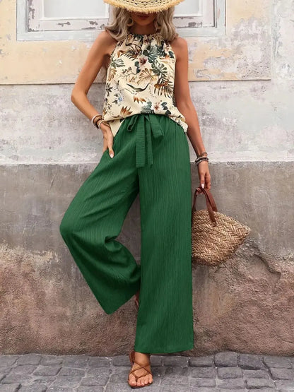 Printed Tank & Wide-Leg Pants Set — AREVONNE product view 2