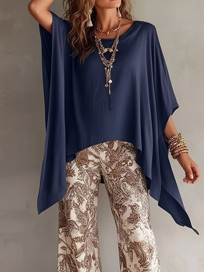 Asymmetrical Batwing-Sleeve Top — AREVONNE product view 2