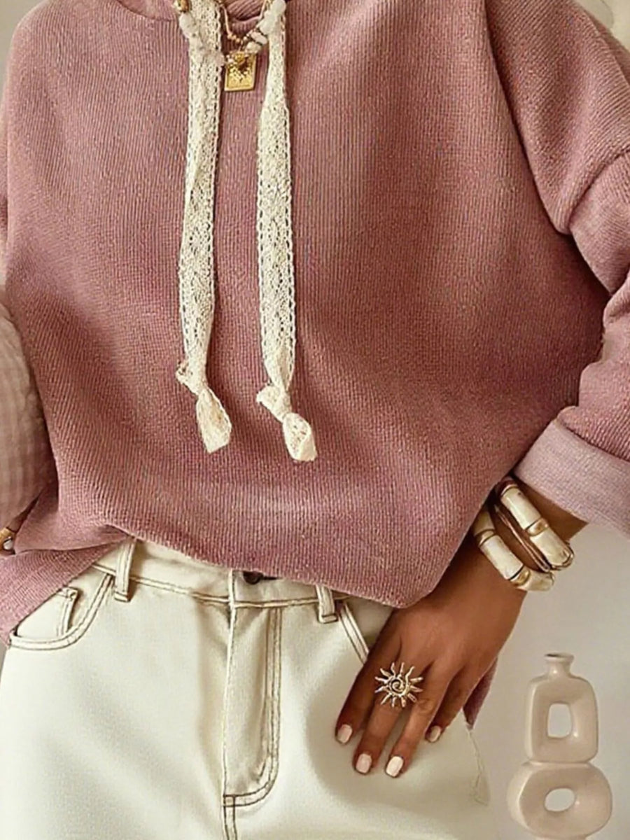 Drawstring Dropped-Shoulder Hoodie