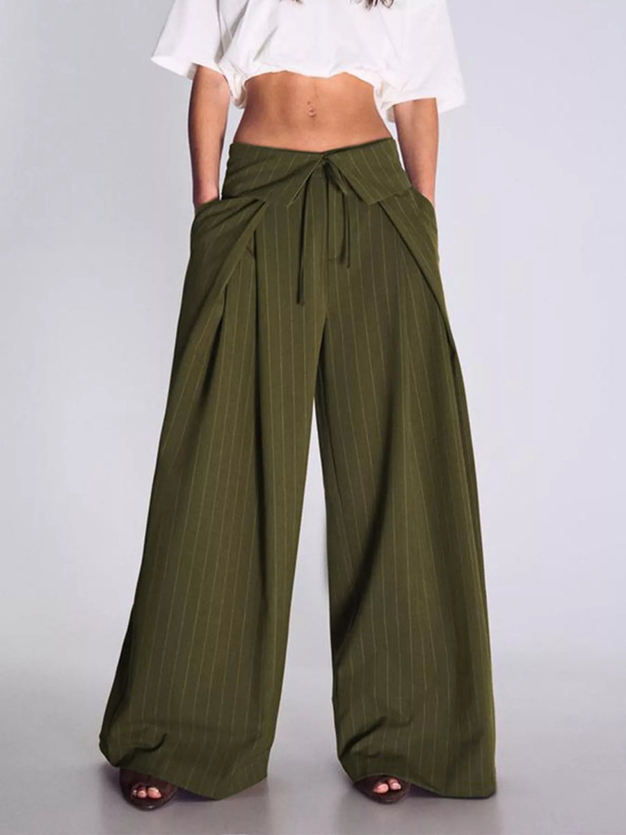 High-Waist Pinstripe Wide-Leg Pants