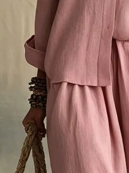 Button-Up Wide-Leg Two-Piece Set — AREVONNE product view 12