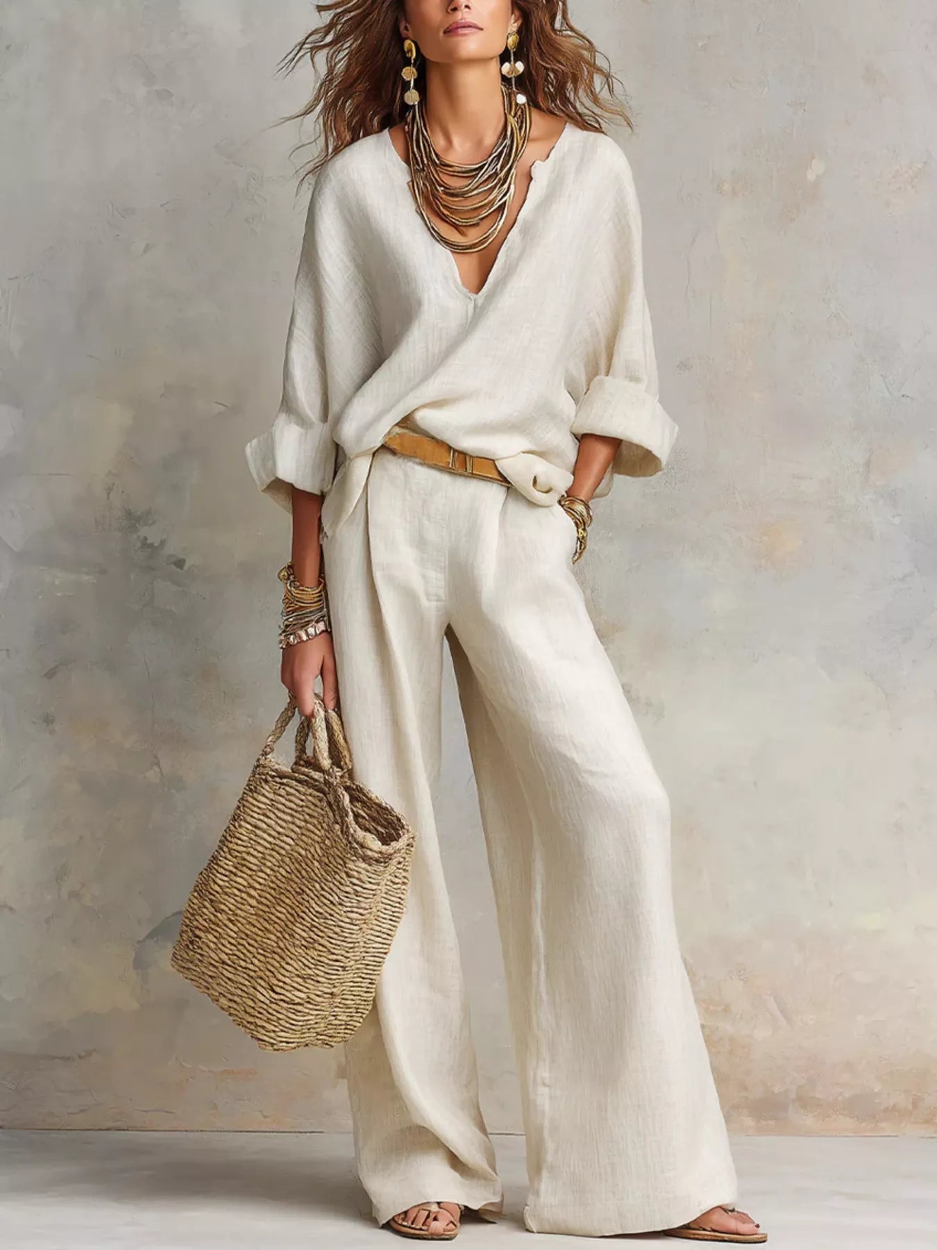 Relaxed Wide-Leg Two-Piece Set