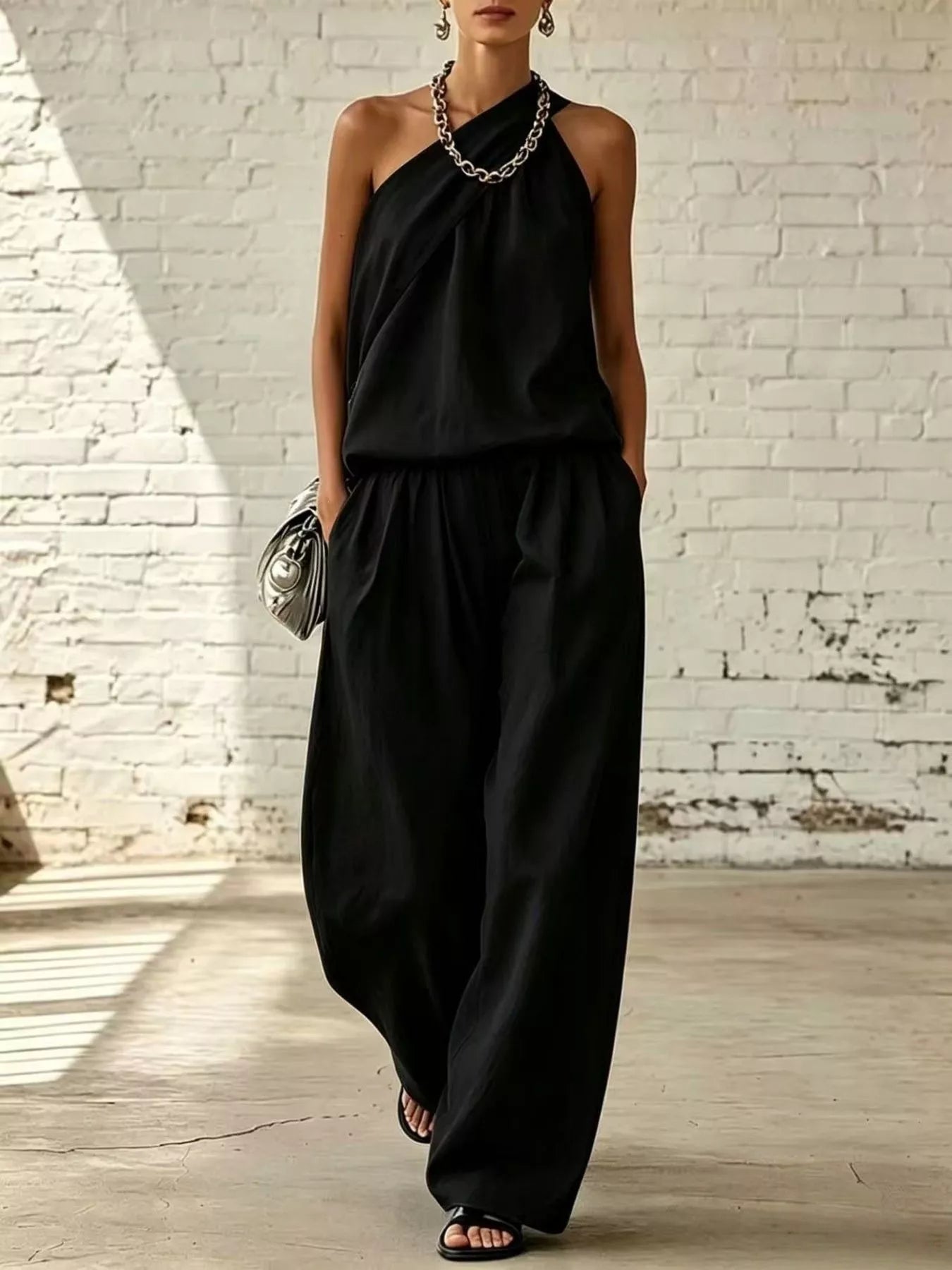 Sleeveless Wide-Leg Two-Piece Set — AREVONNE product view 3