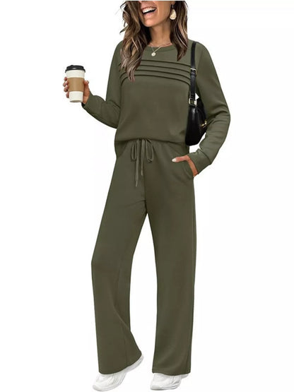Round-Neck Long-Sleeve Two-Piece Set — AREVONNE product view 2