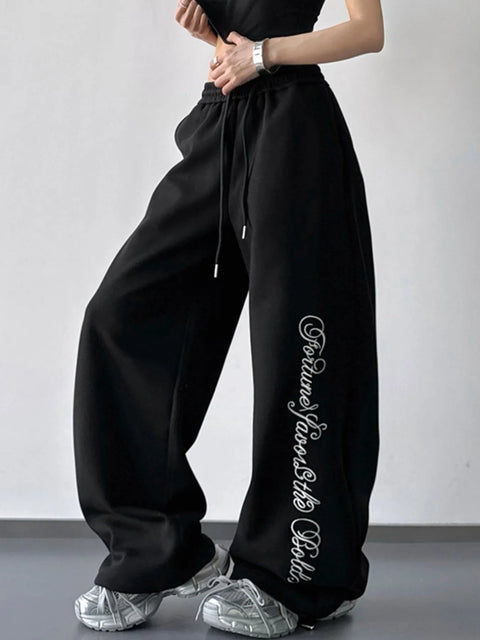 Relaxed Drawstring Wide-Leg Pants