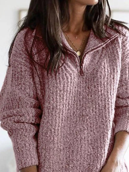 Half-Zip Textured Sweater — AREVONNE product view 12