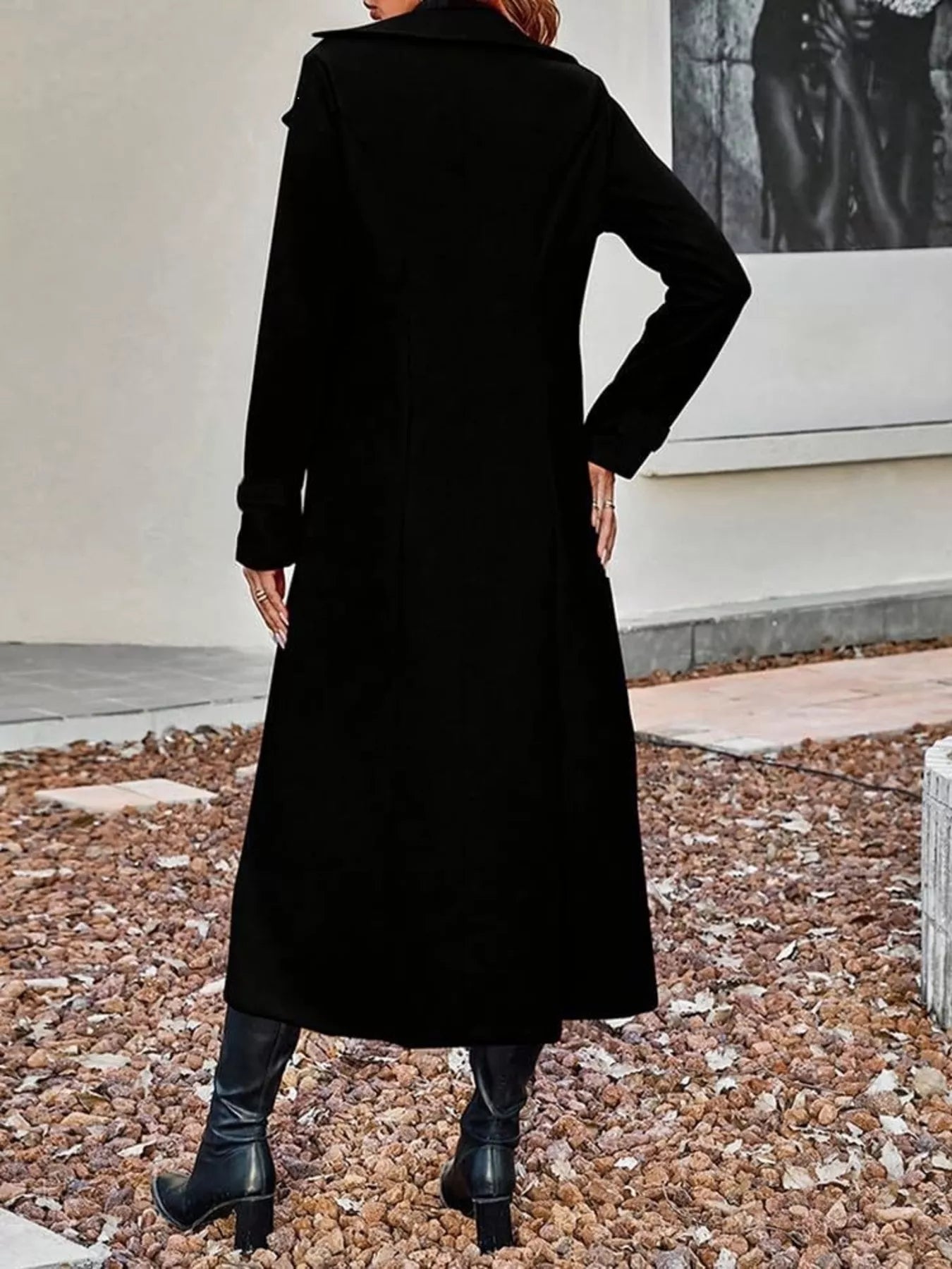 Double-Breasted Longline Trench Coat — AREVONNE product view 6