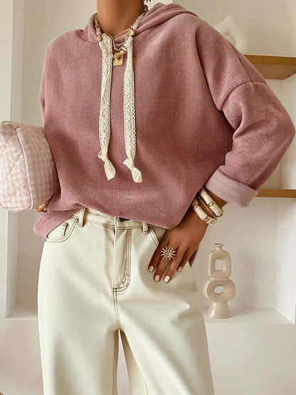 Drawstring Dropped-Shoulder Hoodie — AREVONNE product view 1