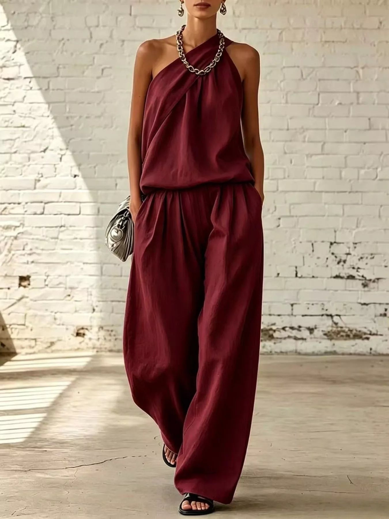 Sleeveless Wide-Leg Two-Piece Set — AREVONNE product view 4