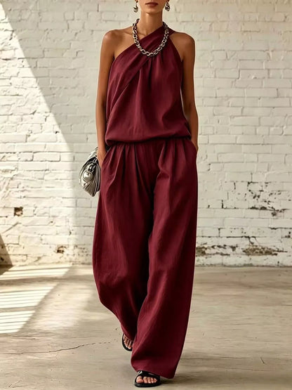 Sleeveless Wide-Leg Two-Piece Set — AREVONNE product view 4