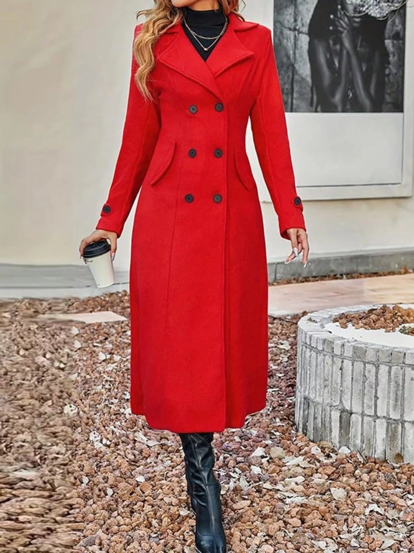Double-Breasted Longline Trench Coat — AREVONNE product view 14
