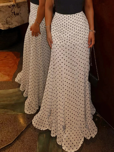 Polka-Dot Mermaid Maxi Skirt