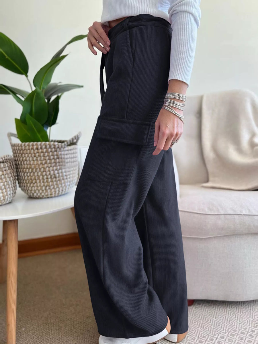 Pocketed High-Waist Wide-Leg Pants
