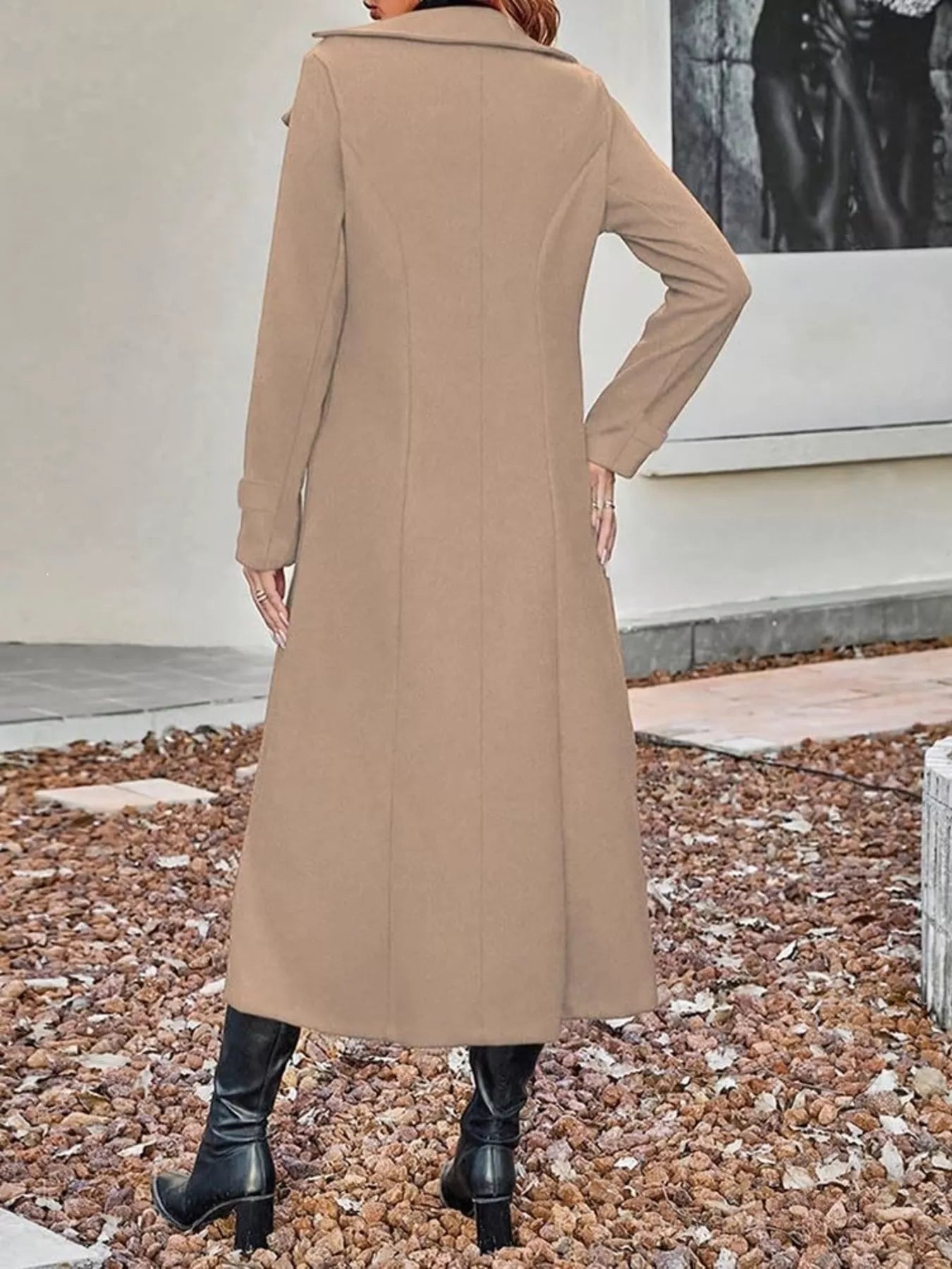 Double-Breasted Longline Trench Coat — AREVONNE product view 3