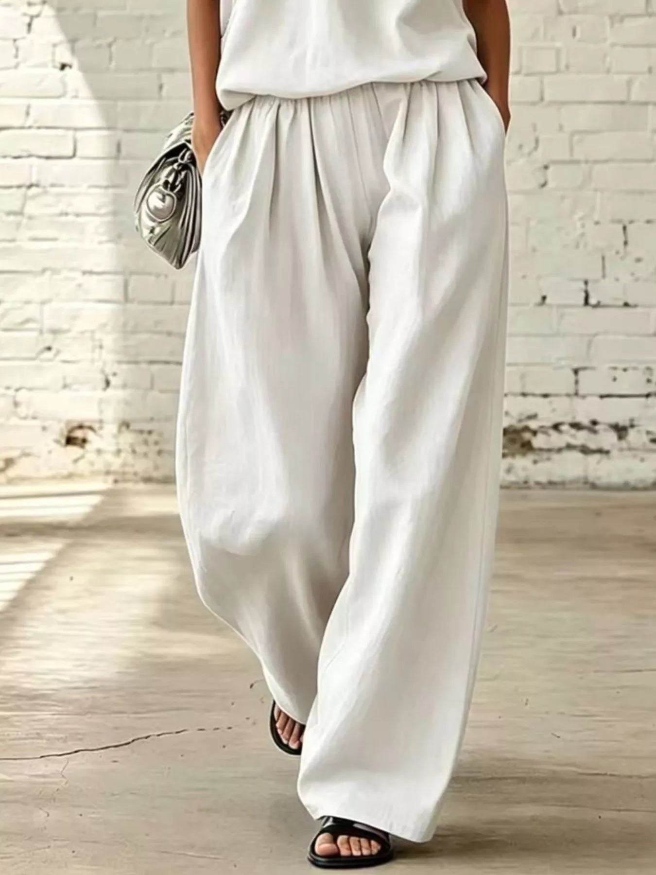 Sleeveless Wide-Leg Two-Piece Set — AREVONNE product view 2