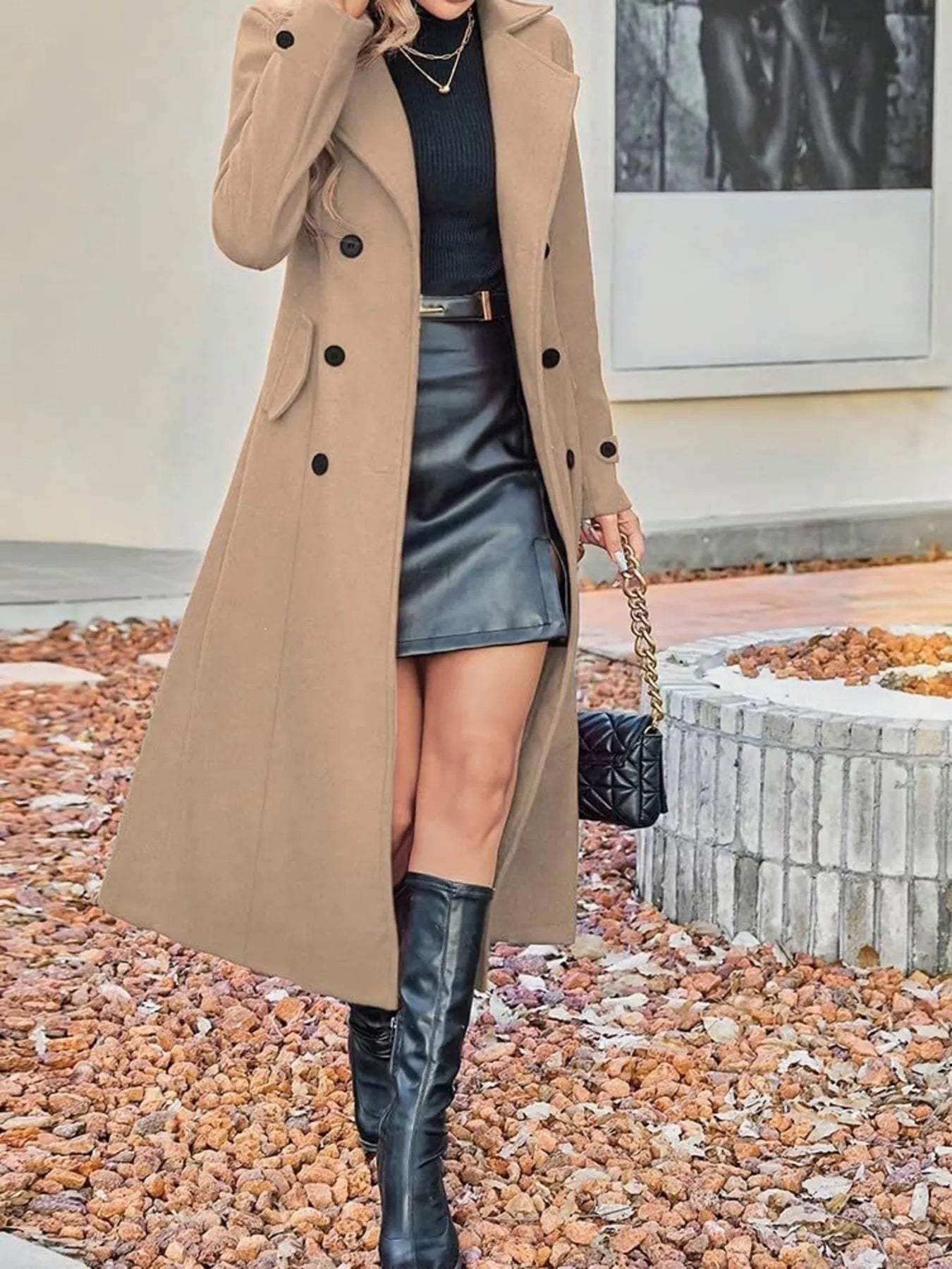 Double-Breasted Longline Trench Coat — AREVONNE product view 2
