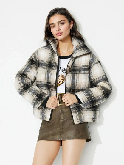 Plaid Zip-Up Jacket — AREVONNE product view 1