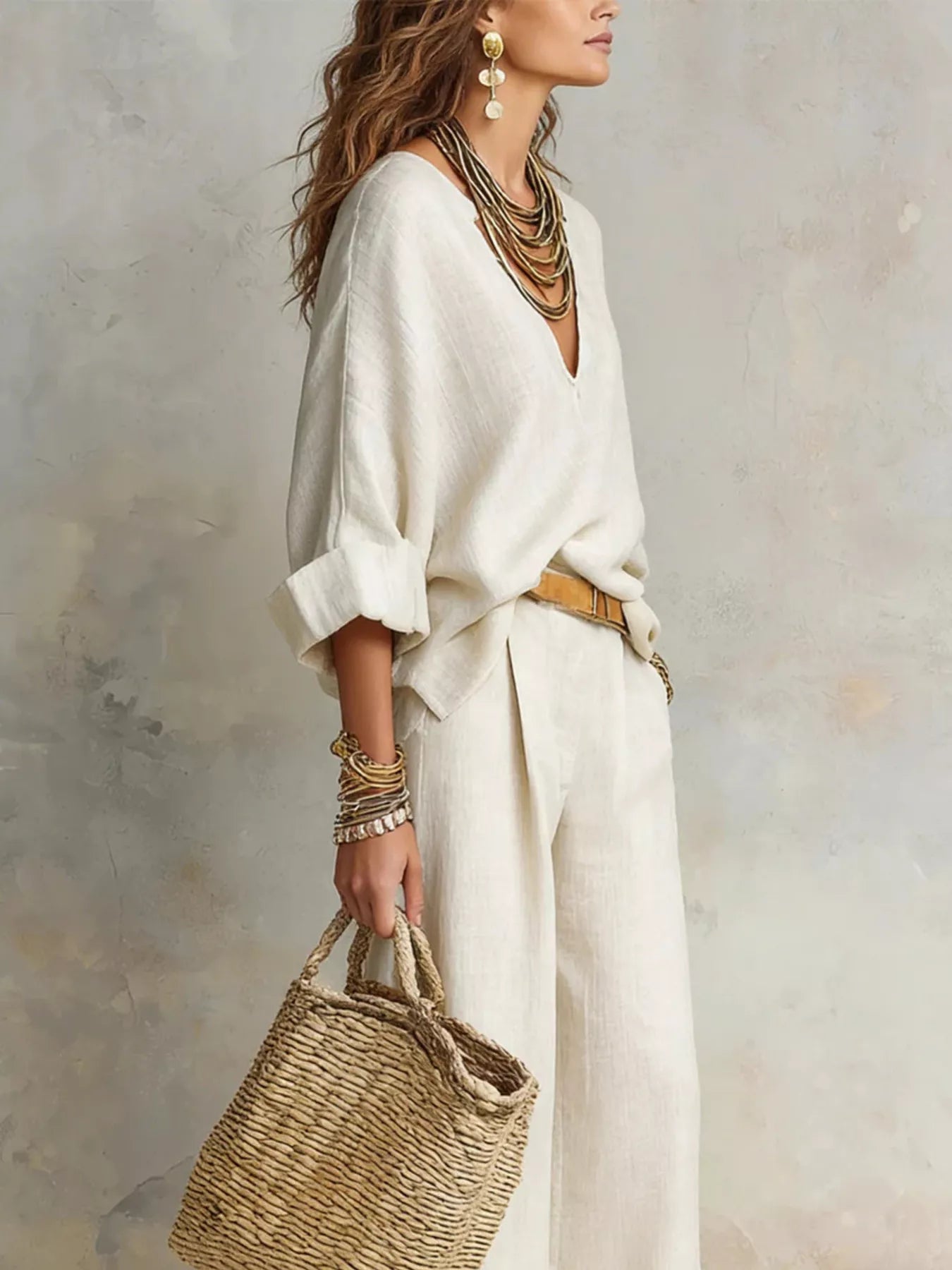 Relaxed Wide-Leg Two-Piece Set — AREVONNE product view 2