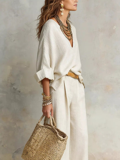 Relaxed Wide-Leg Two-Piece Set — AREVONNE product view 2