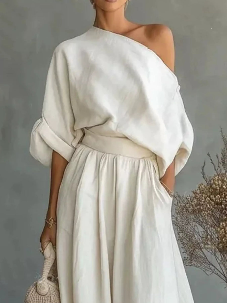 One-Shoulder Wide-Leg Two-Piece Set