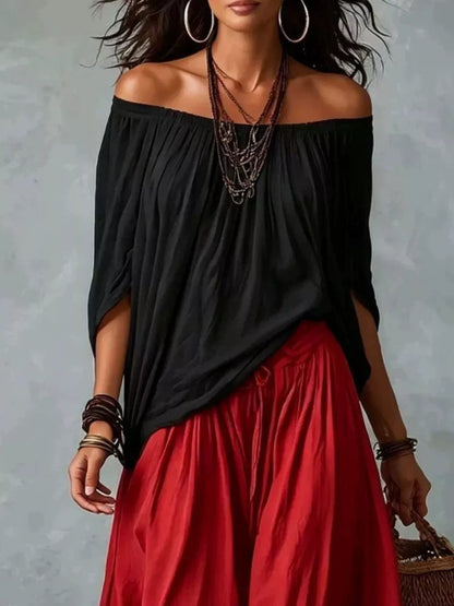 Off-Shoulder Wide-Leg Two-Piece Set — AREVONNE product view 6