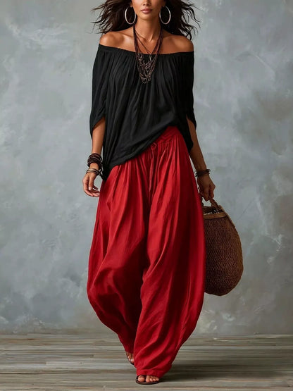 Off-Shoulder Wide-Leg Two-Piece Set — AREVONNE product view 5