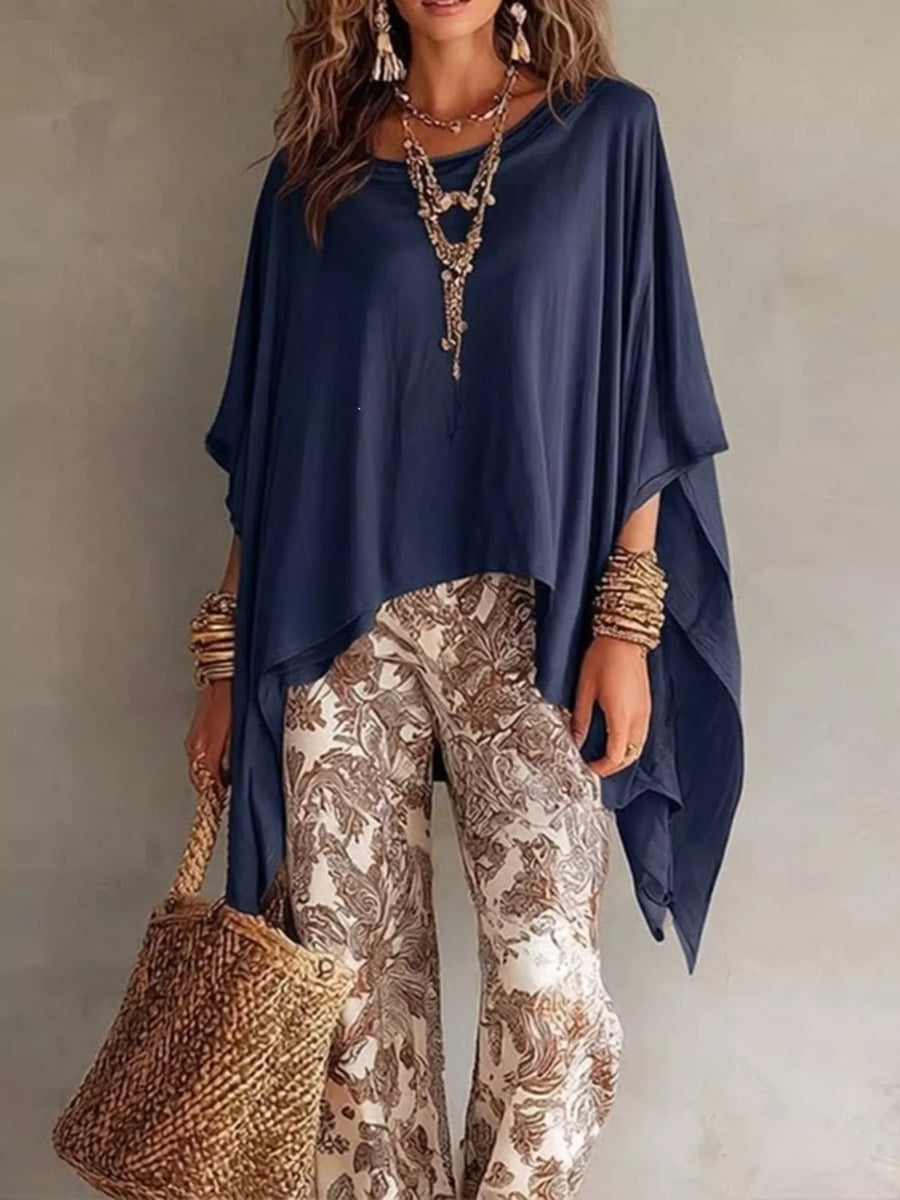 Asymmetrical Batwing-Sleeve Top