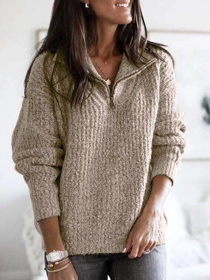 Half-Zip Textured Sweater — AREVONNE product view 9