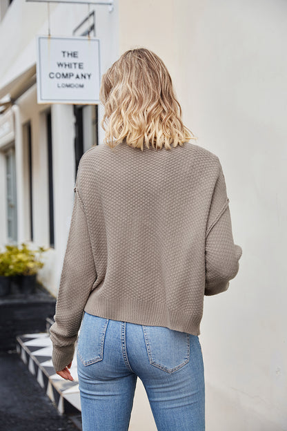 Exposed-Seam Button-Down Cardigan — AREVONNE product view 2