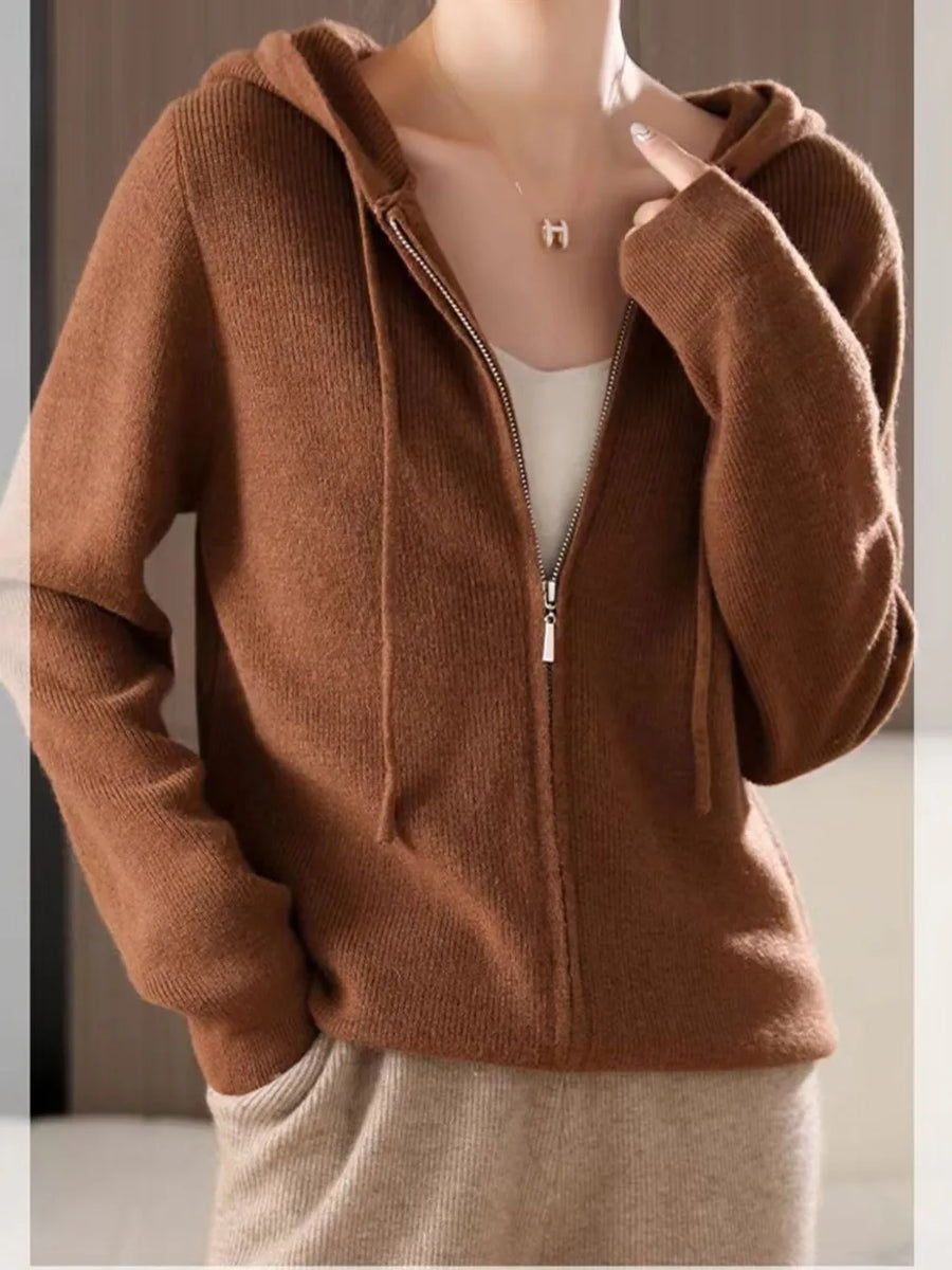 Drawstring Zip-Up Hooded Sweater