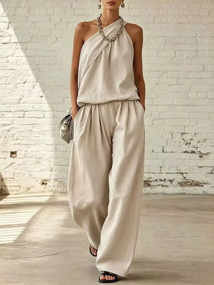 Sleeveless Wide-Leg Two-Piece Set — AREVONNE product view 5