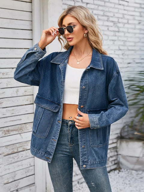Button-Up Pocket Denim Jacket