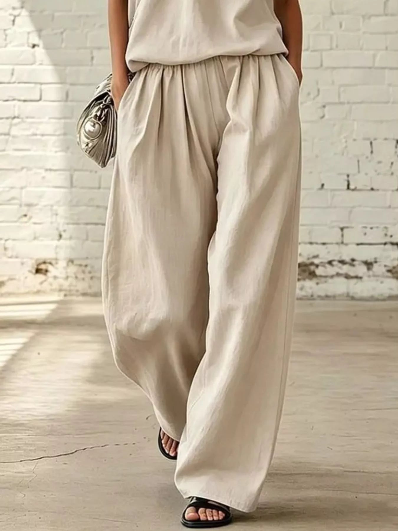 Sleeveless Wide-Leg Two-Piece Set — AREVONNE product view 6