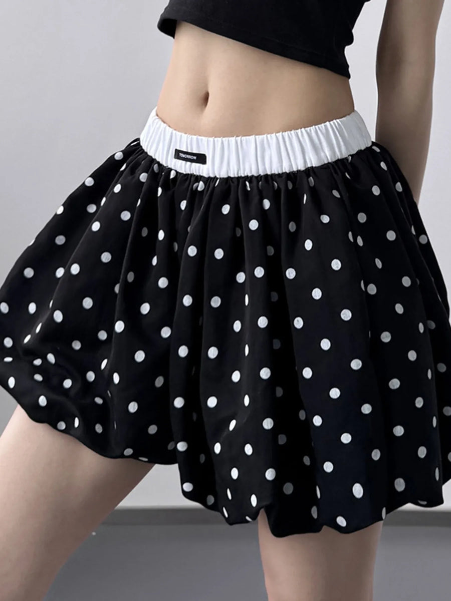 Polka-Dot Elastic-Waist Bubble Shorts