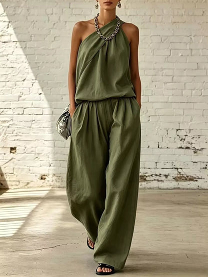 Sleeveless Wide-Leg Two-Piece Set — AREVONNE product view 7