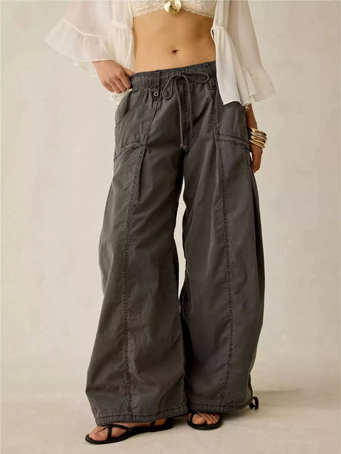 High-Waist Cargo Wide-Leg Pants