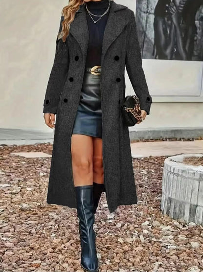 Double-Breasted Longline Trench Coat — AREVONNE product view 15