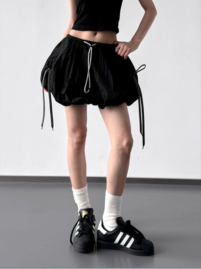 Drawstring Bubble Shorts — AREVONNE product view 3