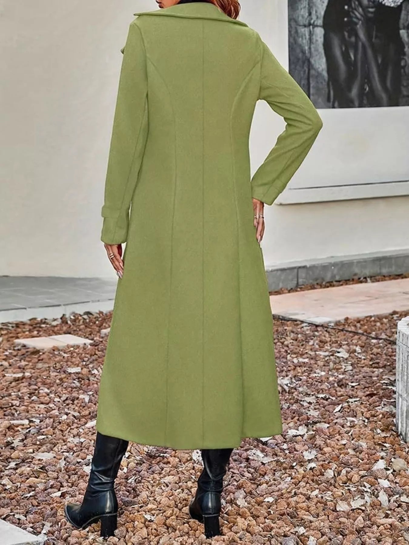 Double-Breasted Longline Trench Coat — AREVONNE product view 12