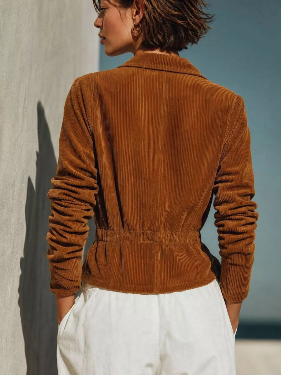 Full Size Corduroy Wrap Jacket with Tie-Waist Plus Size