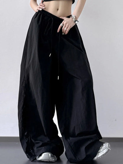 Lace-Detail Drawstring Wide-Leg Pants — AREVONNE product view 6