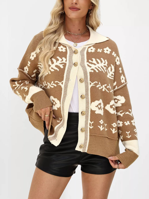 Floral Button-Down Cardigan
