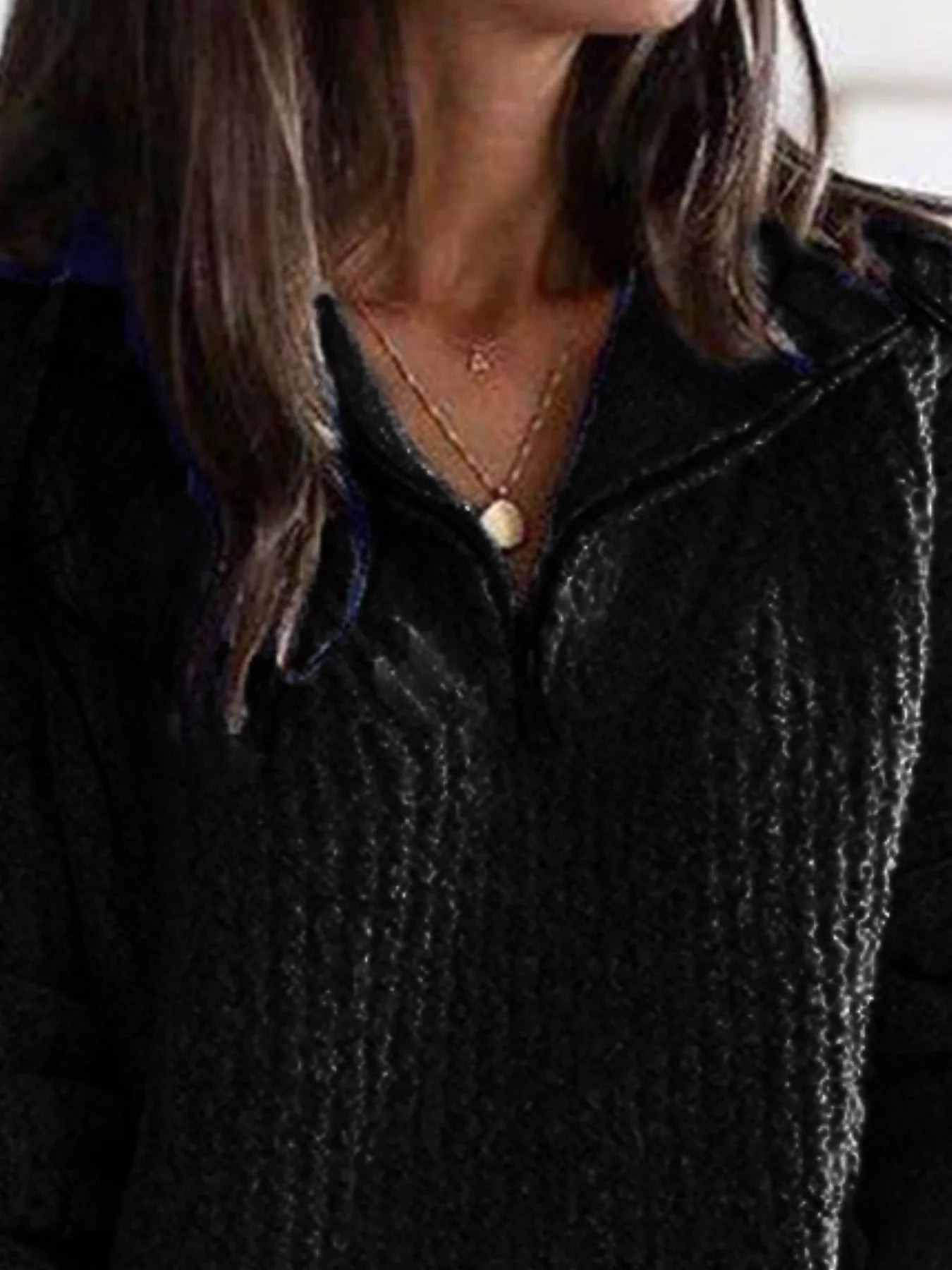 Half-Zip Textured Sweater — AREVONNE product view 4
