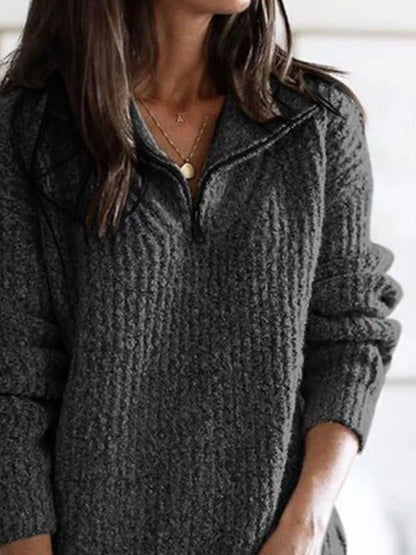 Half-Zip Textured Sweater — AREVONNE product view 8