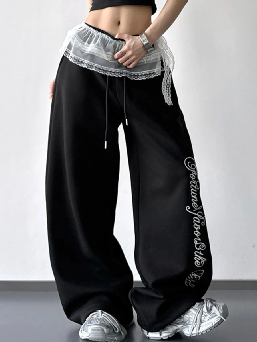 Relaxed Drawstring Wide-Leg Pants