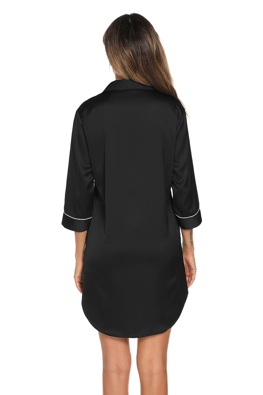 Button-Up Collared Night Dress