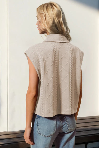 Textured Snap-Front Cropped Vest — AREVONNE product view 2