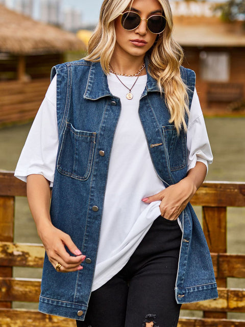 Button-Down Denim Vest