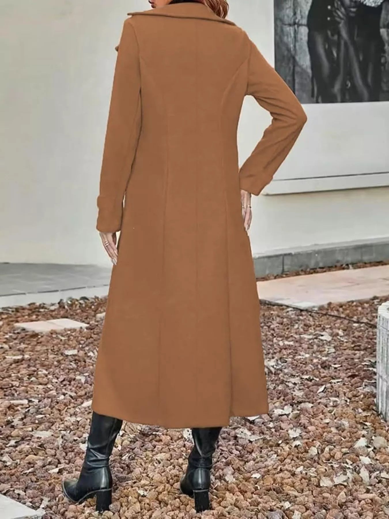 Double-Breasted Longline Trench Coat — AREVONNE product view 9